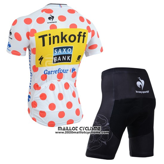 2014 Maillot Ciclismo Tour de France Saxobank Lider Blanc et Rouge Manches Courtes et Cuissard